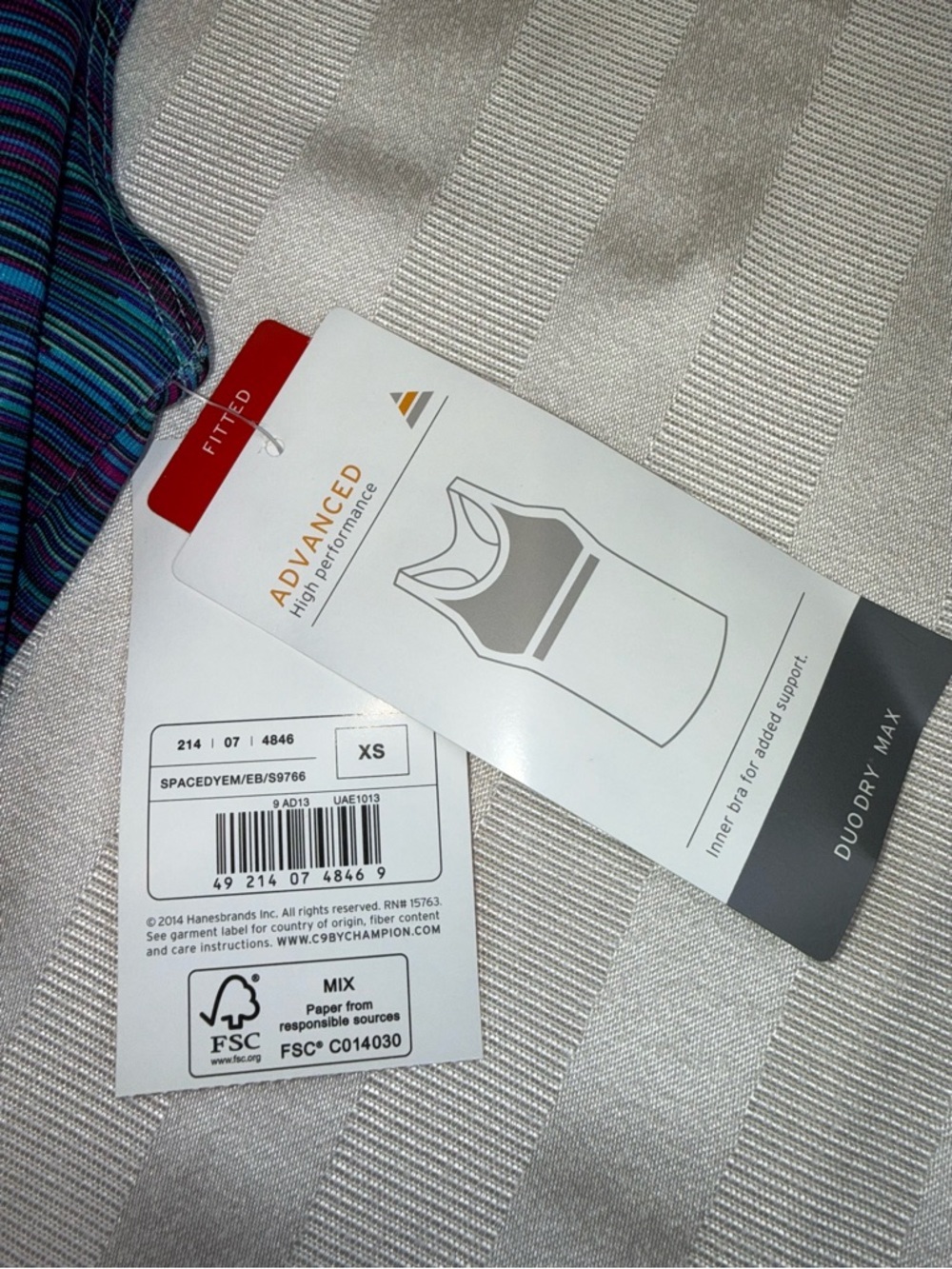 Champion Duo Dry Small Built-In Bra Athletic Tank Top Blue Purple Space Dye NWT - Picture 9 of 11